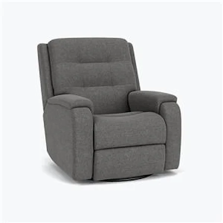 Contemporary Power Rocking Recliner with Power Headrest and Lumbar